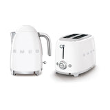 Smeg KLF03WHUK 1.7Ltr - 3kw Kettle and TSF01WHUK 2 Slice Toaster Set in White