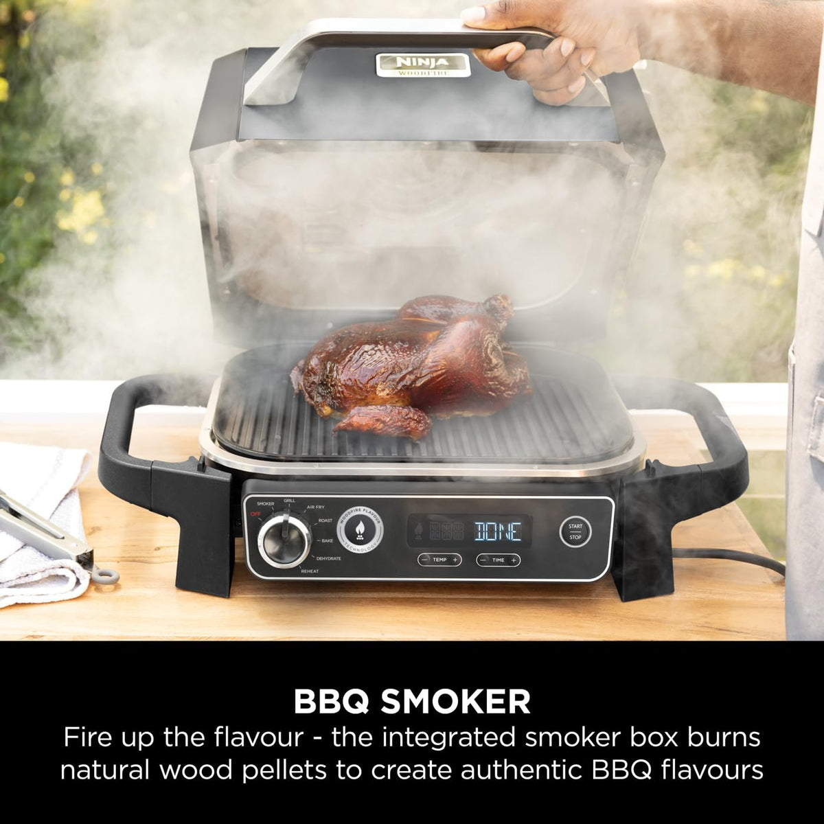 Ninja Woodfire Electric BBQ Grill & Smoker, 7-in-1 Outdoor Grill & Air Fryer, Roast, Bake, Dehydrate