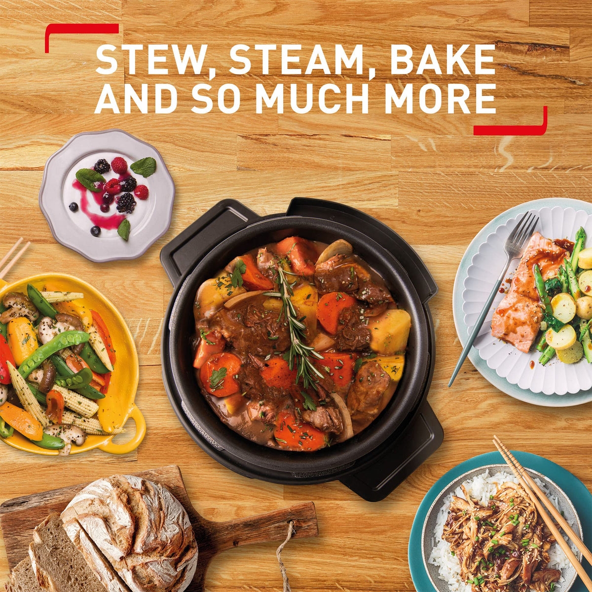 Tefal Turbo Cuisine Electric Pressure Cooker – 10-in-1 Multi-Cooker, 4.8L Capacity, 1000W Power